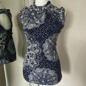 Karl Lagerfeld baroque style mock neck top with pearl embellishments